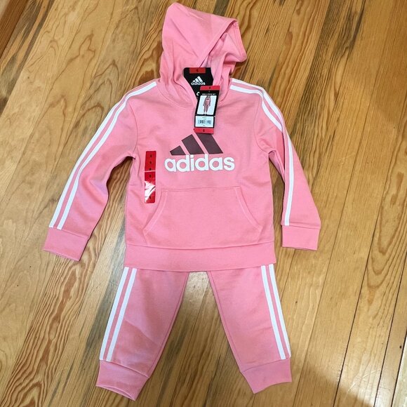 adidas Other - NWT Adidas Sweats‎ Suit 2 Piece Jogger Set Pink Size 6